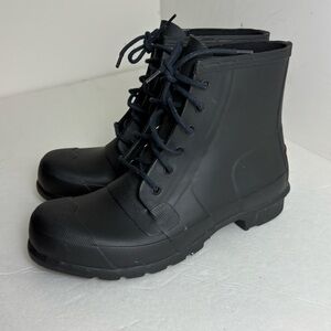 HUNTER Lace Up Black Rain Boot Size 10